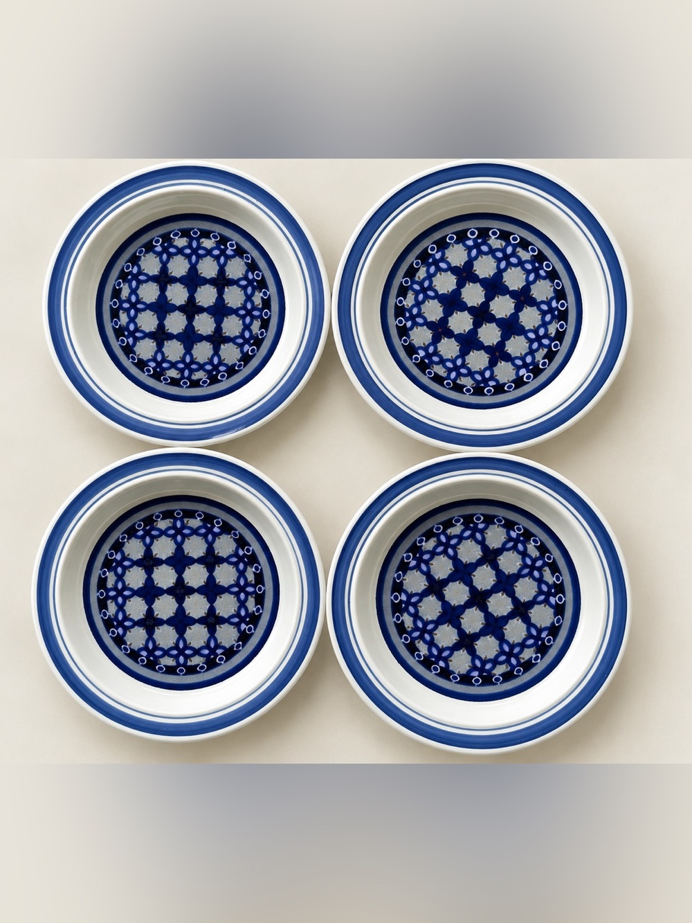 Vintage Royal Doulton Tangier Small Plates Set of 4 Blue Stoneware
